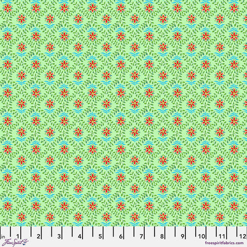 Festival Diamond Green Odile Bailloeul Free Spirit Cotton 60s Fabric FS-PWOB122.GREEN