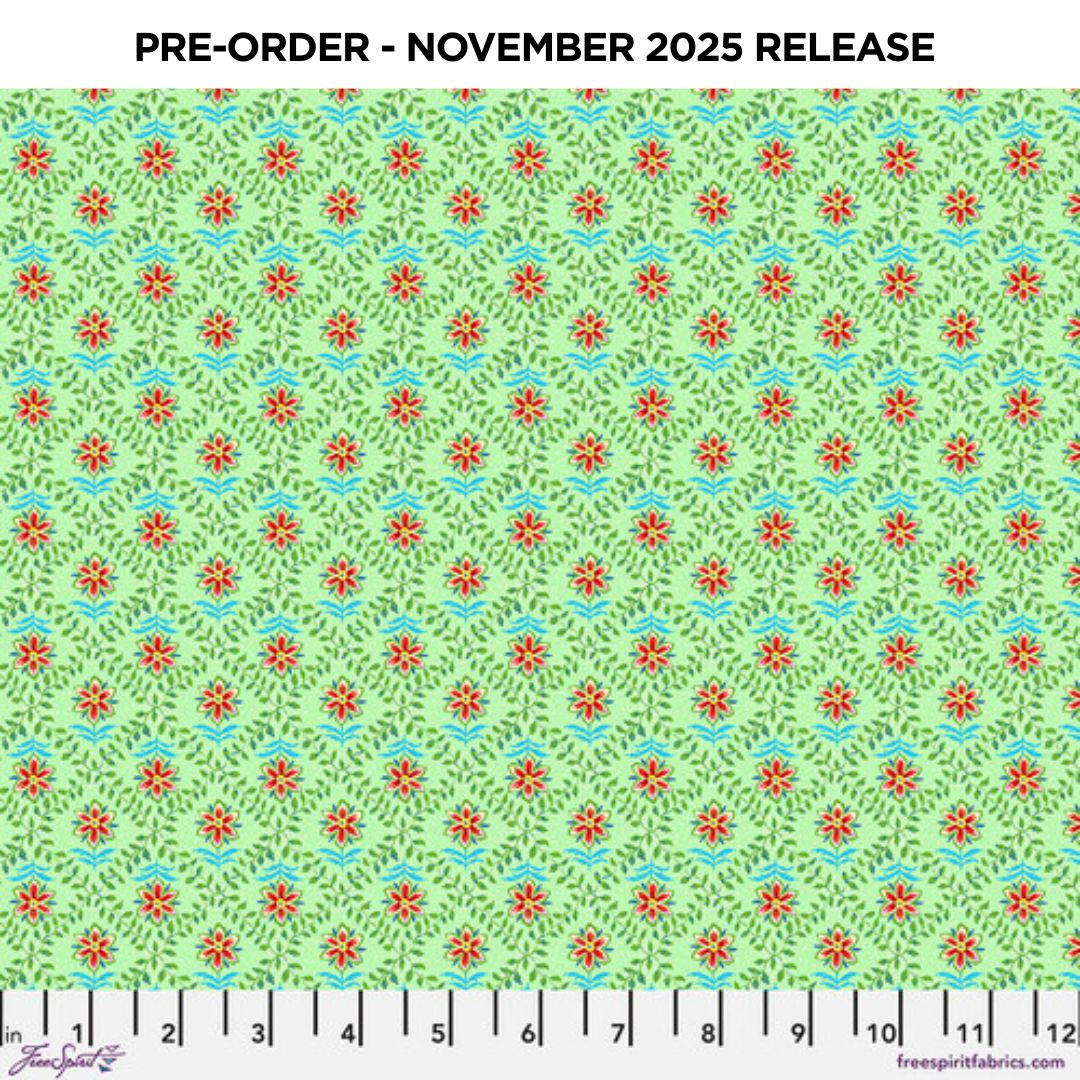 PRE-ORDER | NOV 2025 | Festival Diamond Green Odile Bailloeul Free Spirit Cotton 60s Fabric FS-PWOB122.GREEN