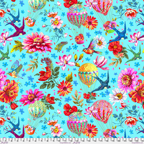 Festival Memory Blue Odile Bailloeul Free Spirit Cotton 60s Fabric FS-PWOB113.BLUE