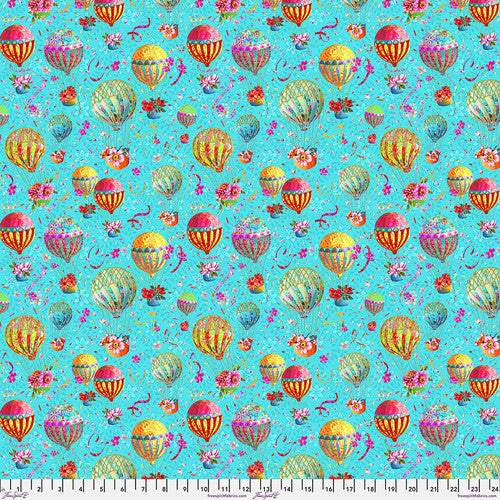 Festival SM Balloons Blue Odile Bailloeul Free Spirit Cotton 60s Fabric FS-PWOB112.BLUE