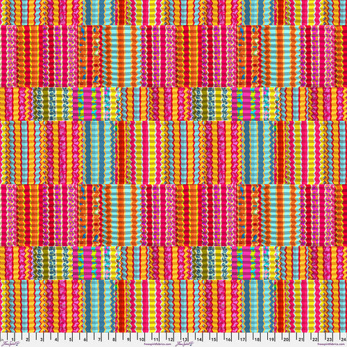 Festival Zig Zag Bright Odile Bailloeul Free Spirit Cotton 60s Fabric FS-PWOB115.BRIGHT