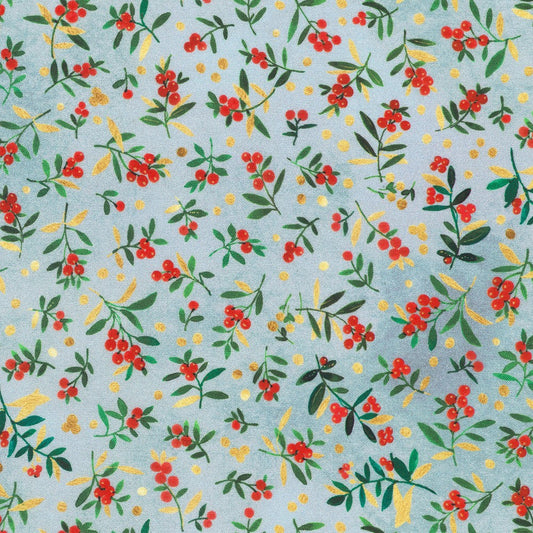 Festive Delight Tossed Flowers Fog Grey Lauren Wan Robert Kaufman Cotton Fabric RK-AVMD-23868-336