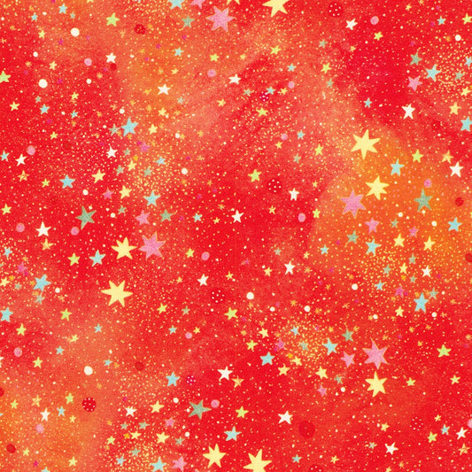 Festive Delight Winter Stars Scarlet Red Lauren Wan Robert Kaufman Cotton Fabric RK-AVMD-23864-223