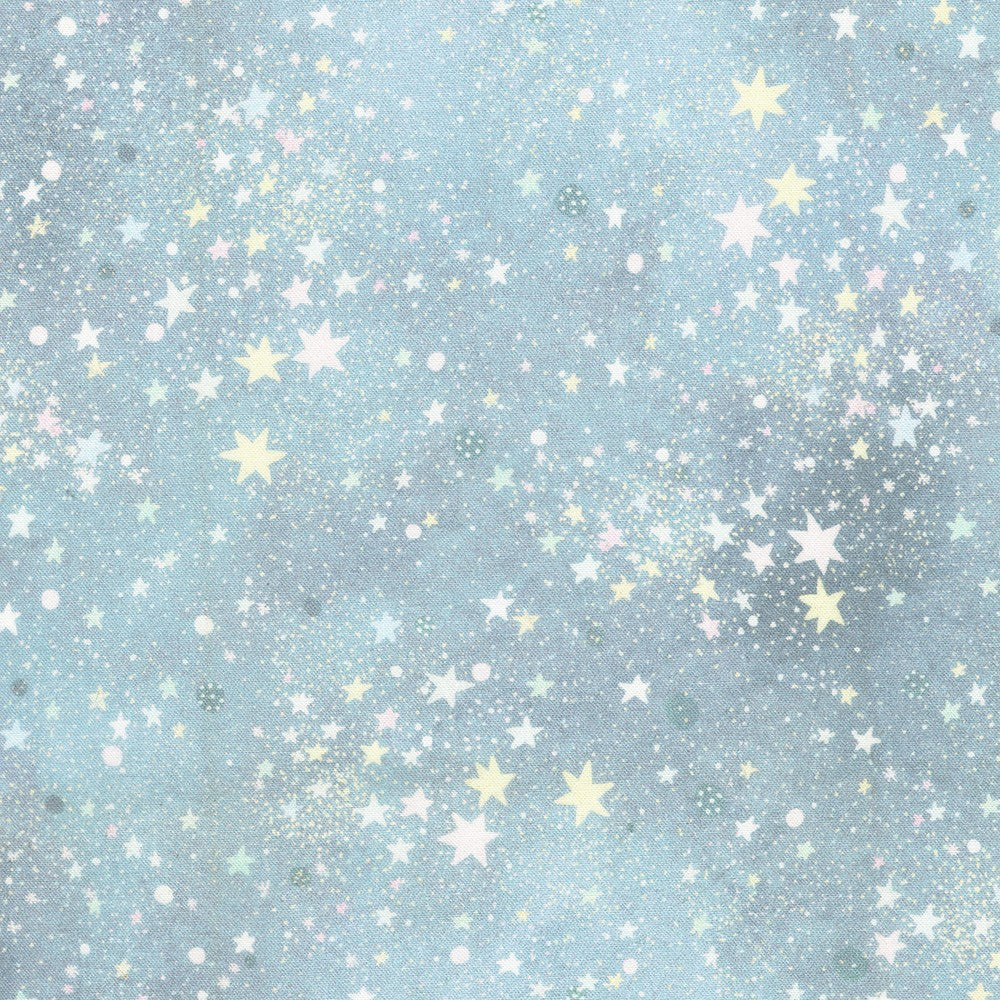 Festive Delight Winter Stars Winter Grey Blue Lauren Wan Robert Kaufman Cotton Fabric RK-AVMD-23870-277