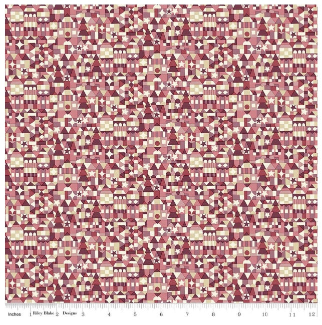 Festive Magic Festive Store A Burgundy Red Cream White Liberty Fabrics Cotton Fabric LF-01667524A