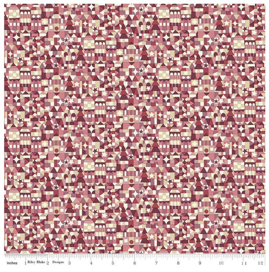 Festive Magic Festive Store A Burgundy Red Cream White Liberty Fabrics Cotton Fabric LF-01667524A