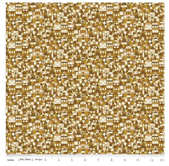 Festive Magic Festive Store B Olive Green Cream White Liberty Fabrics Cotton Fabric LF-01667524B
