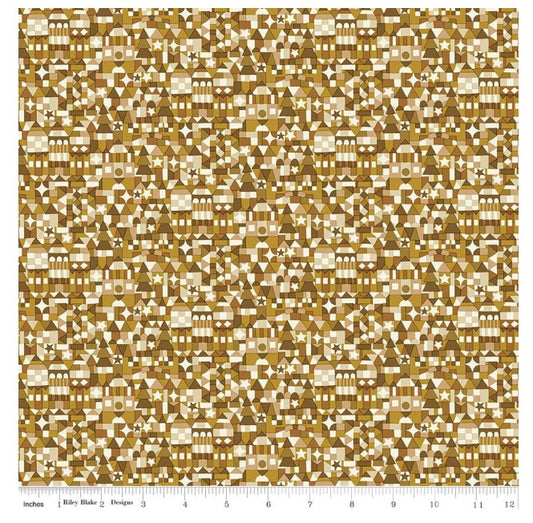 Festive Magic Festive Store B Olive Green Cream White Liberty Fabrics Cotton Fabric LF-01667524B