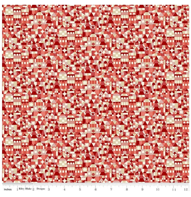 Festive Magic Festive Store D Red Cranberry Cream White Liberty Fabrics Cotton Fabric LF-01667524D