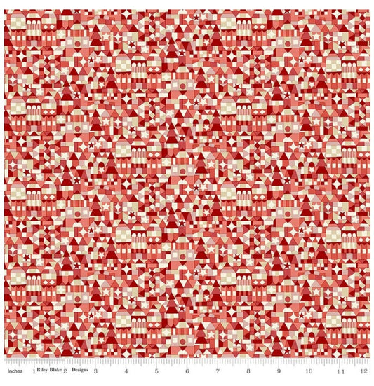 Festive Magic Festive Store D Red Cranberry Cream White Liberty Fabrics Cotton Fabric LF-01667524D