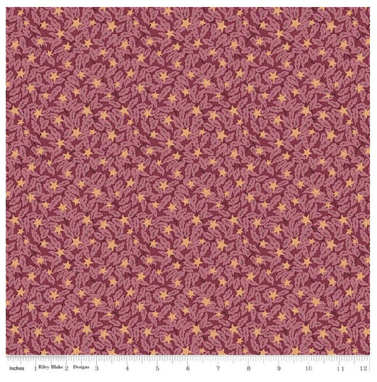 Festive Magic Holly Sparkle A Dark Red Pink Muted Gold Liberty Fabrics Cotton Fabric LF-0166MT75240A