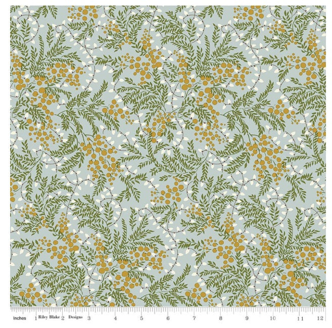 Festive Magic Twinkling Lights B Green Golden Yellow White Liberty Fabrics Cotton Fabric LF-01667523B