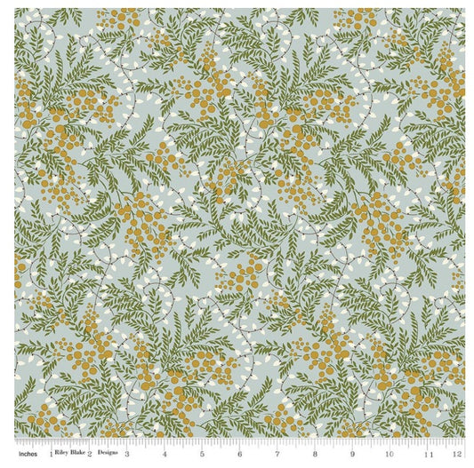 Festive Magic Twinkling Lights B Green Golden Yellow White Liberty Fabrics Cotton Fabric LF-01667523B