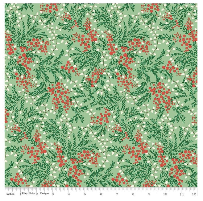 Festive Magic Twinkling Lights C Green Red White Liberty Fabrics Cotton Fabric LF-01667523C