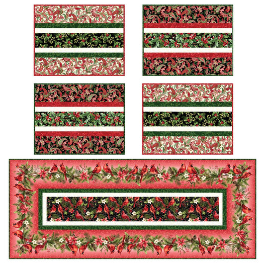 Free Pattern-Festive Season Table Set Holiday Feathers and Flourish Placemat Table Runner Studio E