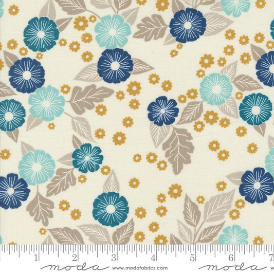 Field Of Flowers Floral Scatter Block Print Porcelain Multi Katharine Watson Moda Cotton Fabric