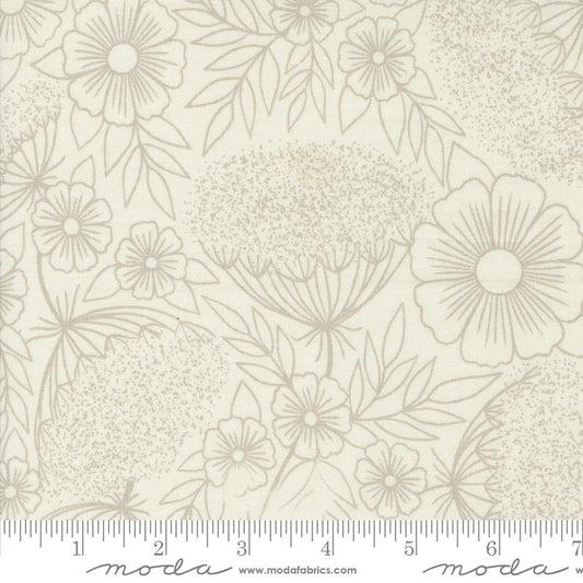 Field Of Flowers Queen Annes Lace Floral Block Print Porcelain Grey Katharine Watson Moda Cotton Fabric