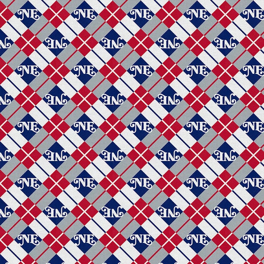 Field of Freedom New England Argyle Football Blue Red Paintbrush Studios Cotton Fabric PBS-120-26847
