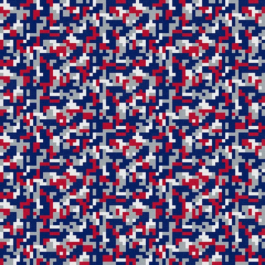 Field of Freedom New England Camo Football Blue Red Paintbrush Studios Cotton Fabric PBS-120-26850