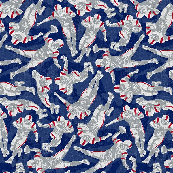 Field of Freedom New England Player Toss Football Blue Red Paintbrush Studios Cotton Fabric PBS-120-26844