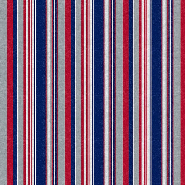 Field of Freedom New England Spirit Stripe Football Blue Red Paintbrush Studios Cotton Fabric PBS-120-26848