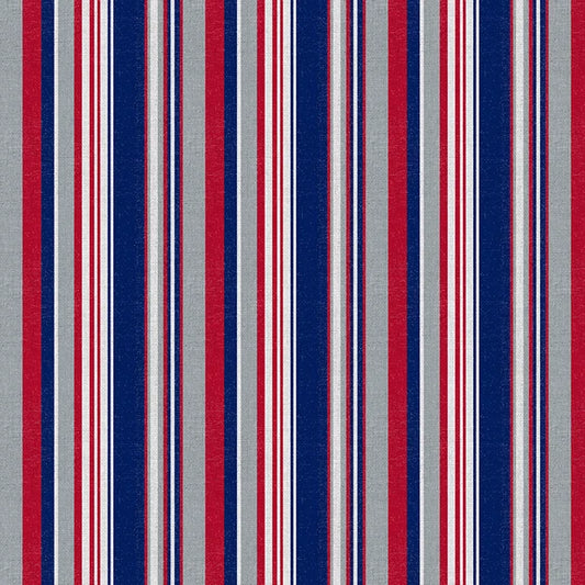 Field of Freedom New England Spirit Stripe Football Blue Red Paintbrush Studios Cotton Fabric PBS-120-26848