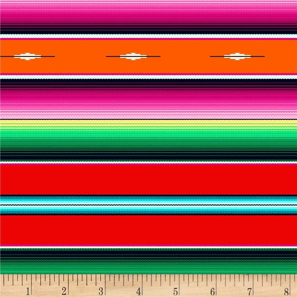 Fiesta Red Serape Stripe Elizabeth Studio Cotton Fabric