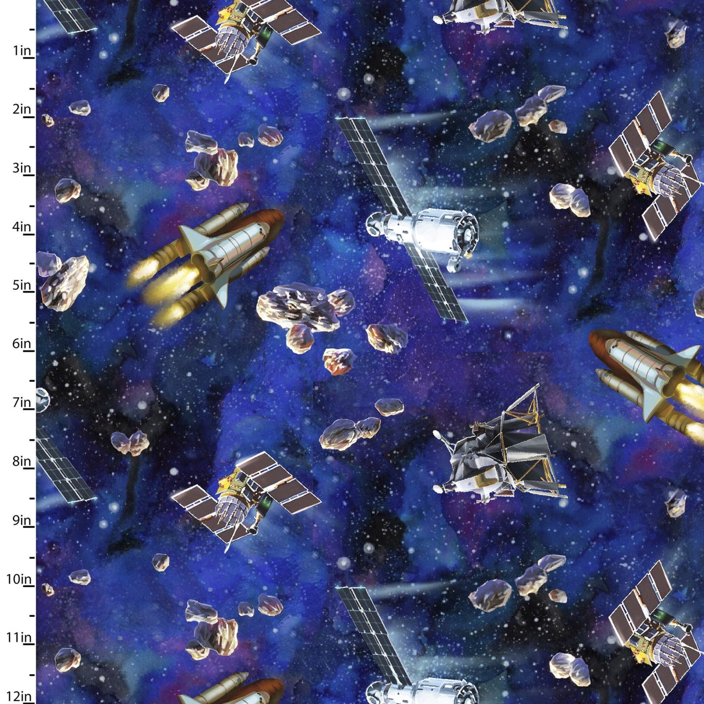 Final Frontier Dodging Satellites Blue Image World 3 Wishes Fabrics Cotton Fabrics