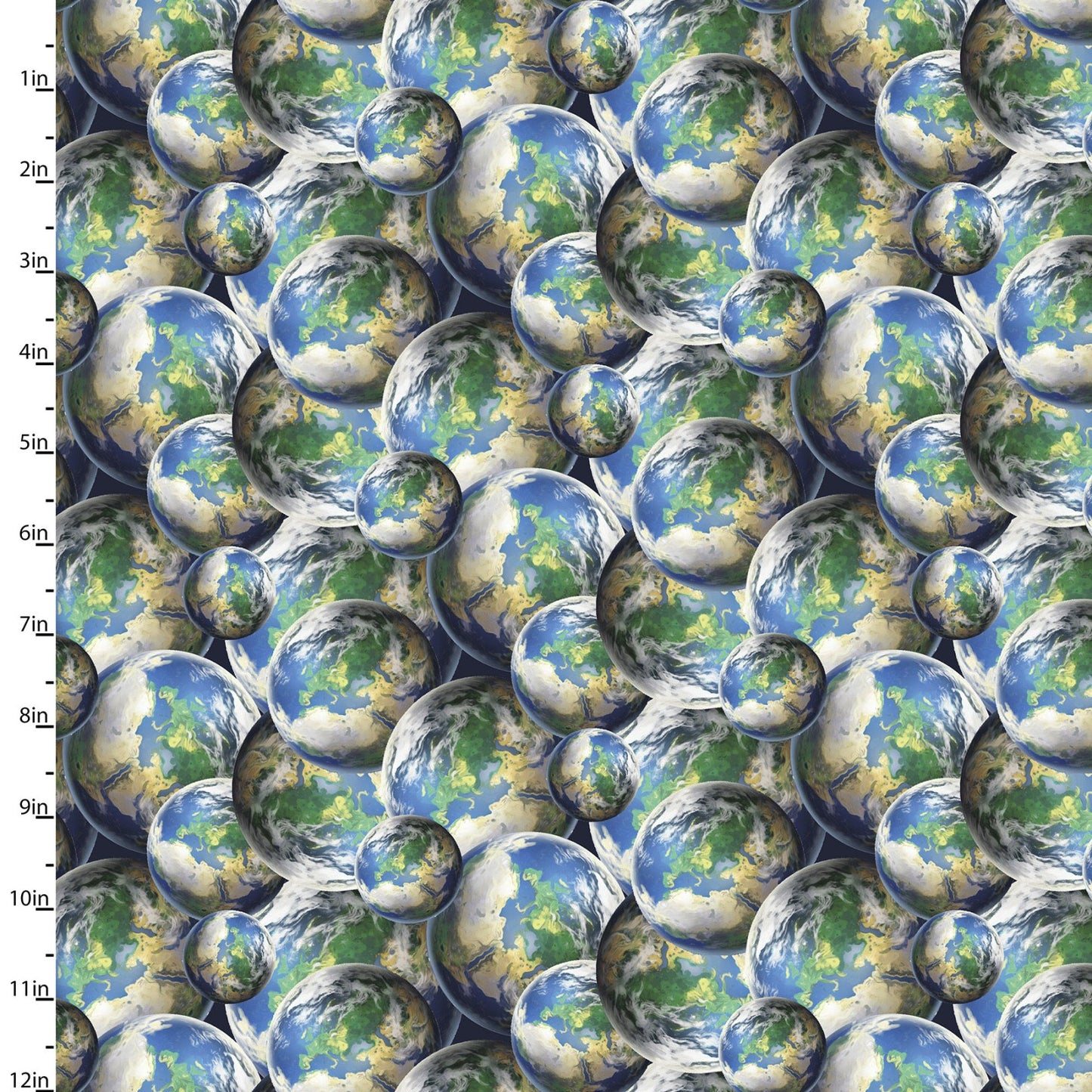 Final Frontier Packed Planet Earth Multi Image World 3 Wishes Fabrics Cotton Fabrics