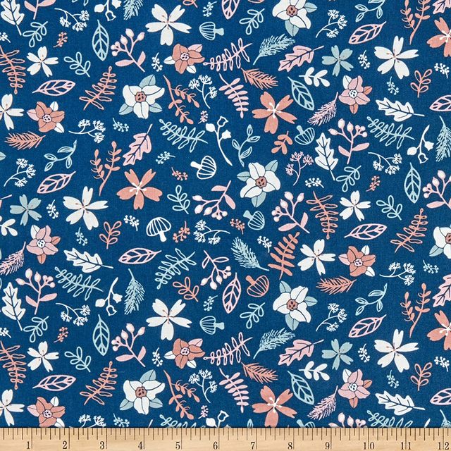 Find Your Path Floral Navy Maureen FiorelliniÂ Studio E Cotton Fabric | US Fabric Shop