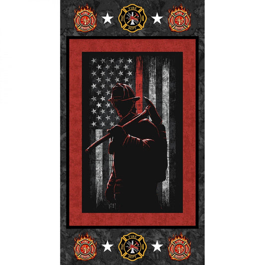 Firefighter Service Emergency Responder 24" Panel Print Concepts Cotton Fabric