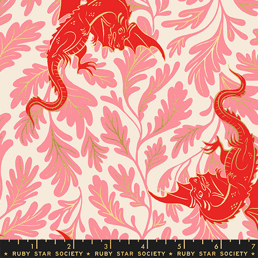 Fireglow Dragon Lair Dark Ruby Cream Red Sarah Watts Ruby Star Society Moda Fabrics Cotton Fabric MD-RS2132-12M