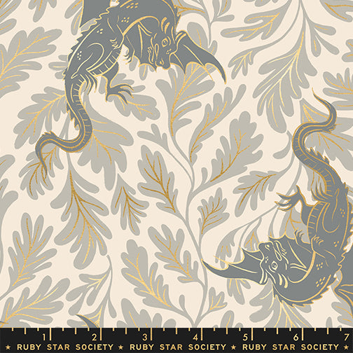 Fireglow Dragon Lair Oyster Cream Grey Sarah Watts Ruby Star Society Moda Fabrics Cotton Fabric MD-RS2132-11M