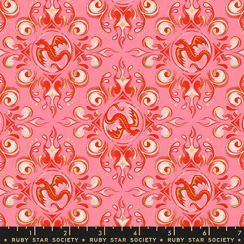 Fireglow Emblem Metallic Rose Pink Sarah Watts Ruby Star Society Moda Fabrics Cotton Fabric MD-RS2136-12M