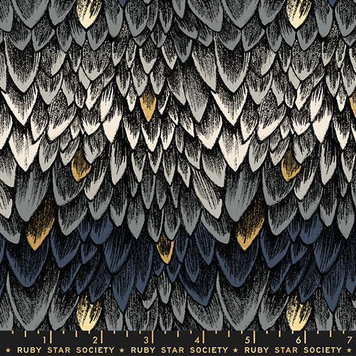 Fireglow Scales Metallic Smoke Grey Sarah Watts Ruby Star Society Moda Fabrics Cotton Fabric MD-RS2134-14M
