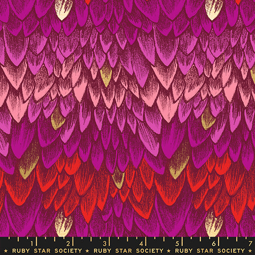 Fireglow Scales Metallic Rose Pink Sarah Watts Ruby Star Society Moda Fabrics Cotton Fabric MD-RS2134-11M