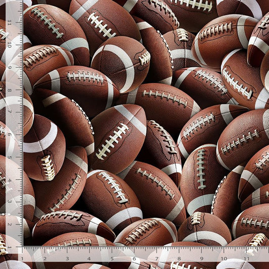 Fitness Fanatic Packed Football Ball Brown Timeless Treasures Cotton Fabric TT-SPORT-CD3878-BROWN