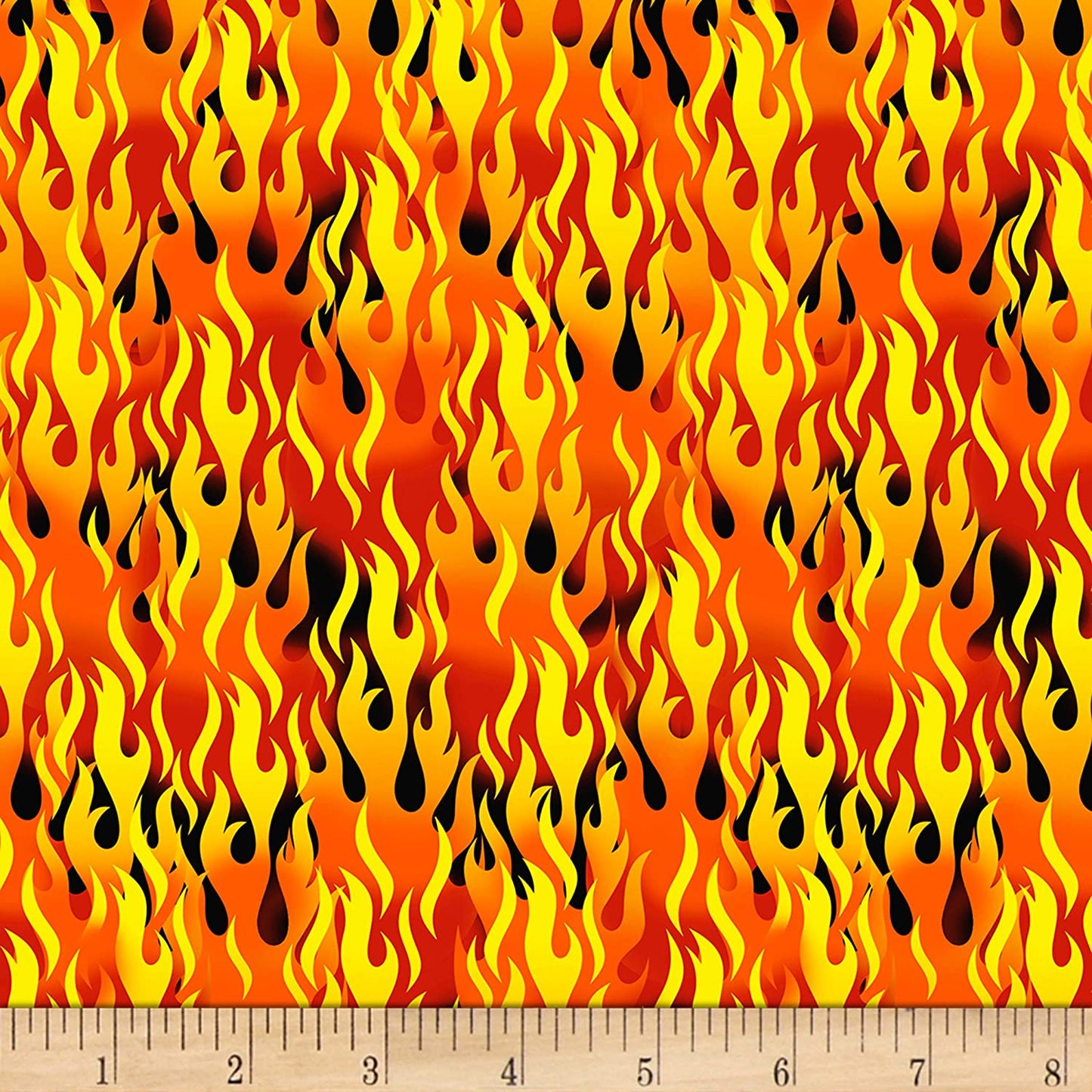 Flames Fire Black Timeless Treasures Cotton Fabric