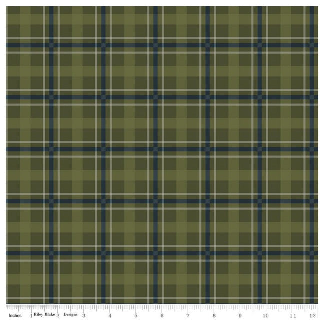 Flannel Cretaceous Plaid Forest Green Amanda Niederhauser Riley Blake Cotton FLANNEL Fabric RB-F17506-FOREST