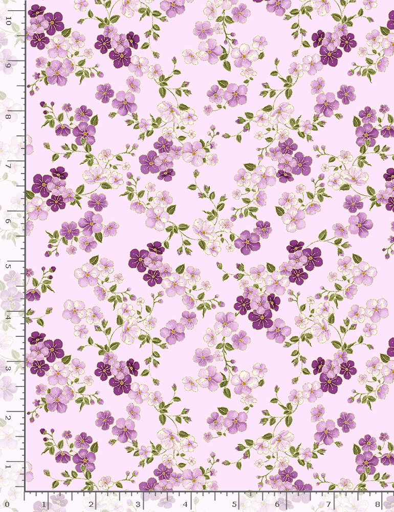 Fleur Delicate Japanese Cherry Blossoms Lilac Purple Chong-A Hwang Timeless Treasures Cotton Fabric