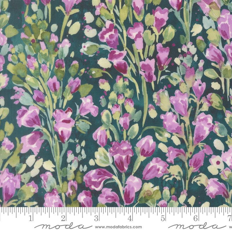 Fleur The Love Cherish Florals Dark Teal Create Project Joy Moda Cotton Fabric MD-39885-15