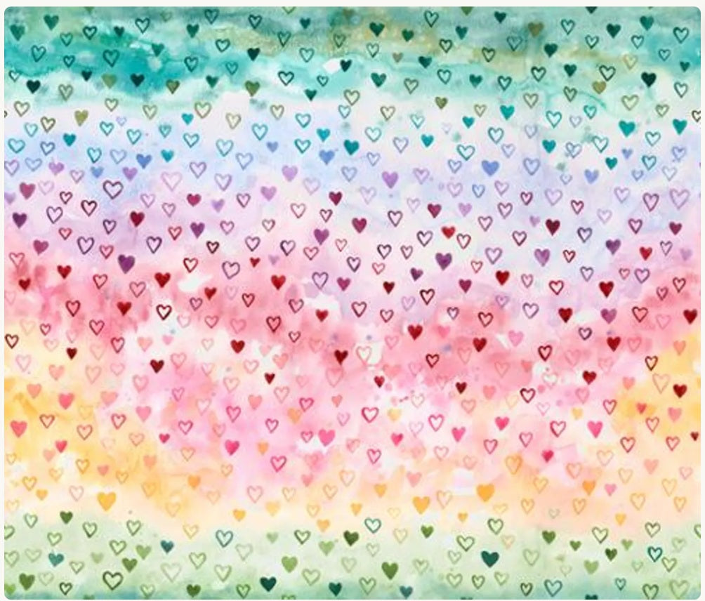 Fleur The Love Hearts Rainbow OMBRE Create Project Joy Moda Cotton Fabric MD-39882-11