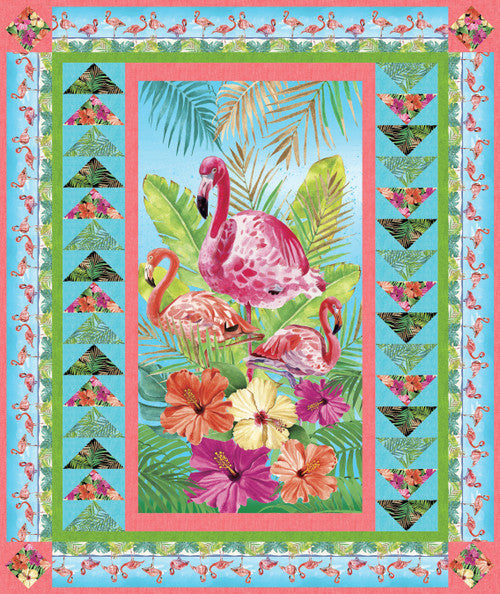 Free Pattern-Flock Star Tropical Bird Throw Blank Quilting