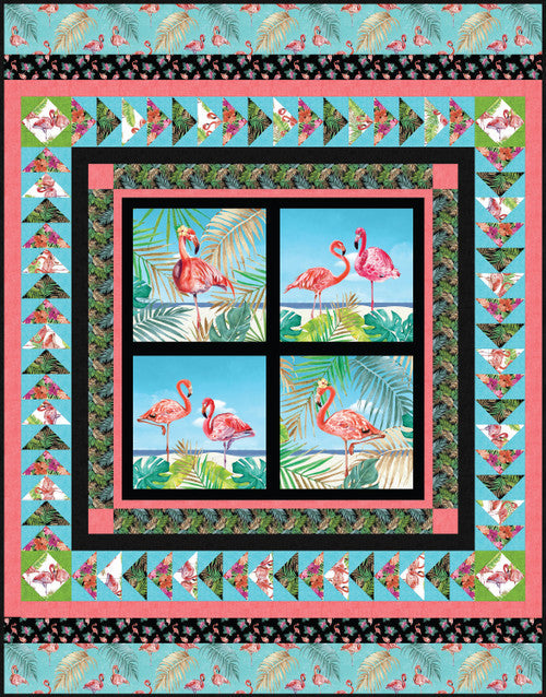 Free Pattern-Flock Star Flamingo Season Blank Quilting