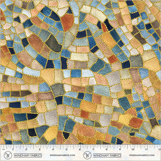 Flora and Form Metallic Crackle Fire Opal Essoldo Design Windham Cotton Fabric WF-54780DM-2