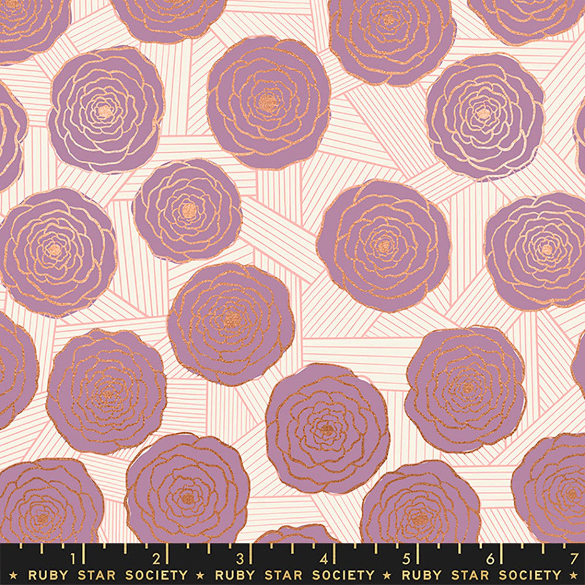 Floradora Bunch of Roses Florals Lupine Pink Metallic Jen Hewett of Ruby Star Moda Cotton Fabric