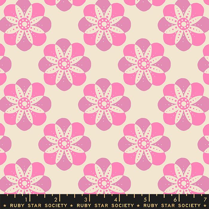 Floradora Cherry Blossom Geometric Flower Mandala Lupine Pink Jen Hewett of Ruby Star Moda Cotton Fabric