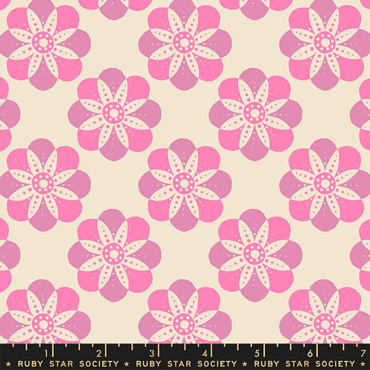 Floradora Cherry Blossom Geometric Flower Mandala Lupine Pink Jen Hewett of Ruby Star Moda Cotton Fabric