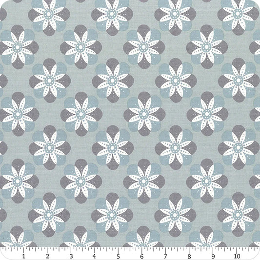 Floradora Cherry Blossom Geometric Flower Mandala Steel Gray Jen Hewett of Ruby Star Moda Cotton Fabric