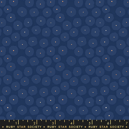 Floradora Disco Dots Navy Blue Metallic Jen Hewett of Ruby Star Society Moda Cotton Fabric